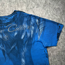 Load image into Gallery viewer, Xtreme Couture Blue Gothic Cross & Angel Feathers Grunge Top, Size XXL