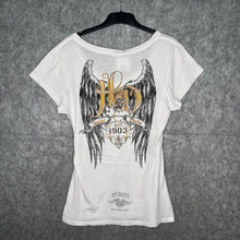 Load image into Gallery viewer, Harley Davidson Angel Wing White Grunge Y2K Top, Size L