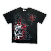 Load image into Gallery viewer, MMA Elite 2000s Gothic Black & Red Skulls n Baroque Print Top, Size