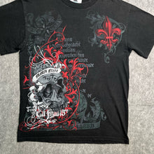 Load image into Gallery viewer, MMA Elite 2000s Gothic Black & Red Skulls n Baroque Print Top, Size