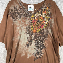 Load image into Gallery viewer, Crank Y2K Gothic Ed Hardy Affliction Style Brown Graphic Baggy Top Size XXL