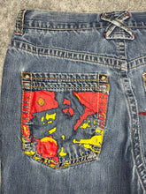 Load image into Gallery viewer, Eight 732 Embroidered Y2K 2000’s Hip Hop Blue Wash ‘Born Rider’ Jeans 36W 34L
