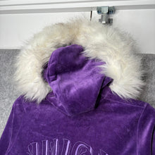 Load image into Gallery viewer, Juicy Couture Purple Faux Fur Y2K Mcbling Zip Up Embroidered Hoodie, Size L