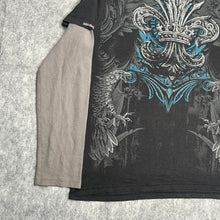 Load image into Gallery viewer, MMA Elite Rare Long Sleeved Fleur De Lis Black Gothic Y2K Top, Size 2XL