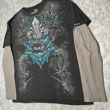 Load image into Gallery viewer, MMA Elite Rare Long Sleeved Fleur De Lis Black Gothic Y2K Top, Size 2XL