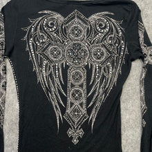 Load image into Gallery viewer, Vocal Rhinestone Mcbling Y2K Angel Wing Gothic Cross Long Sleeved Top,XS