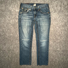 Load image into Gallery viewer, True Religion Y2K Embroidered Logo Distressed leg & Knee Ricky Jeans,Waist 28