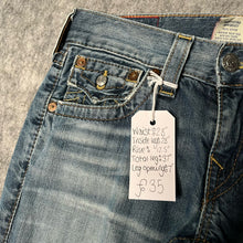 Load image into Gallery viewer, True Religion Y2K Embroidered Logo Distressed leg & Knee Ricky Jeans,Waist 28