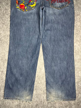 Load image into Gallery viewer, Eight 732 Embroidered Y2K 2000’s Hip Hop Blue Wash ‘Born Rider’ Jeans 36W 34L