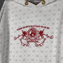 Load image into Gallery viewer, Yakuza Ink White Gothic Logo Hoodie Red Print All Over Pattern Size XL