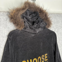 Load image into Gallery viewer, Juicy Couture Y2K Faux Fur Brown Velour Mcbling Choose Juicy Hoodie, Size XL