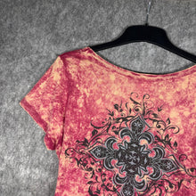 Load image into Gallery viewer, Daytrip Y2K Acid Wash Graphic Tee Pink Floral Print T-Shirt Size S