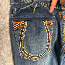 Load image into Gallery viewer, True Religion Multi Stitch Horseshoe Grunge Y2K Blue Jeans, Size M