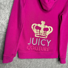 Load image into Gallery viewer, Juicy Couture Pink Y2K Fleeced Mcbling Embroidered Hoodie, Size S-M