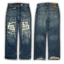 Load image into Gallery viewer, Von Dutch 2000s Navy Patchwork White Logo Pannel Jeans, Waist 32