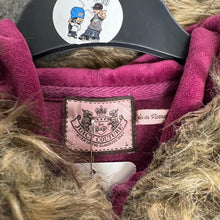 Load image into Gallery viewer, Juicy Couture Dark Pink Faux Fur Velour Y2K Scottie Dog Mcbling Hoodie, Size L