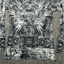 Load image into Gallery viewer, S-Twelve Grey Diamante Unique Ornate Baroque Fear Graphic Grunge Top, Size M