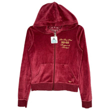 Load image into Gallery viewer, Pink Victoria Secret Velour Burgundy Y2K Mcbling Zip Up Hoodie, Size Small