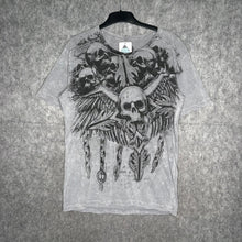 Load image into Gallery viewer, Hybrid Grey Skull Gothic Chain Y2K Grunge Top, Size Large
