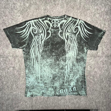 Load image into Gallery viewer, Roar Y2K Gothic Cyber Tribal Turquoise Grunge Angel Wing Top, Size Large
