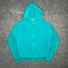 Load image into Gallery viewer, Juicy Couture Turquoise Blue Velour Y2K 2000s Hoodie, Size Large
