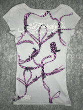 Load image into Gallery viewer, Ed Hardy Skull Crossbone Purple Rope Y2K Tattoo Style Top, Size Medium
