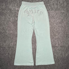 Load image into Gallery viewer, Juicy Couture Mint Y2K Flared Velour Mcbling Rhinestone Joggers, Size M
