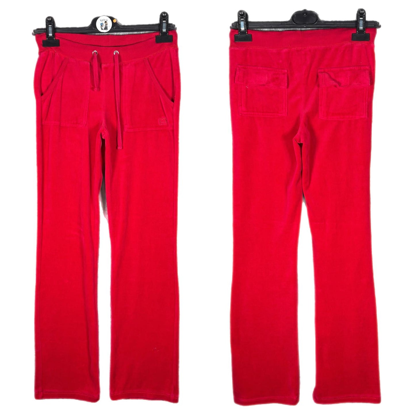 Juicy Couture Red Velour Joggers Petite Small Y2K Low Rise Tracksuit Pants