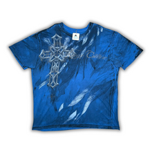 Load image into Gallery viewer, Xtreme Couture Blue Gothic Cross &amp; Angel Feathers Grunge Top, Size XXL

