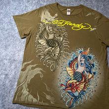 Load image into Gallery viewer, Ed Hardy Khaki Mermaid Rhinestone Vintage 2000s Y2K Streetwear Top, Size 2XL
