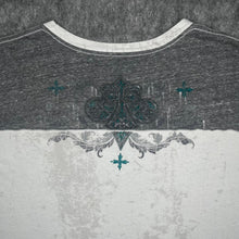 Load image into Gallery viewer, Affliction White Grey Gothic Y2K 2000s Distressed Top, Size 3XL
