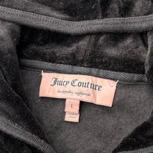 Load image into Gallery viewer, Juicy Couture Black Gold Y2K Mcbling Velour Crown 2000s Hoodie, Size Large
