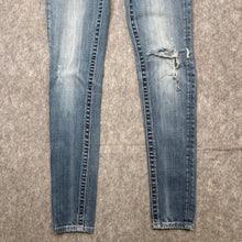 Load image into Gallery viewer, Miss Me Embroidered Big Stitch Diamante Logo Distressed Skinny Jeans, Waist 23
