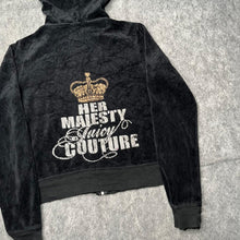 Load image into Gallery viewer, Juicy Couture Black Her Majesty Mcbling Y2K Velour Hoodie, Size Small
