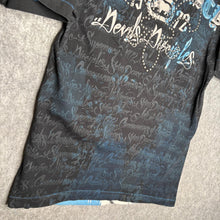 Load image into Gallery viewer, Ecko Unltd Gothic Skull Studded Black Blue Grunge Top, Size M
