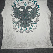 Load image into Gallery viewer, Affliction White Grey Gothic Y2K 2000s Distressed Top, Size 3XL
