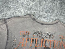 Load image into Gallery viewer, Affliction Grey Orange Gothic Grunge 2000s Top, Size XL
