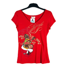 Load image into Gallery viewer, Southpole Red Graphic Angel Rose Tattoo Style Tee, Size L
