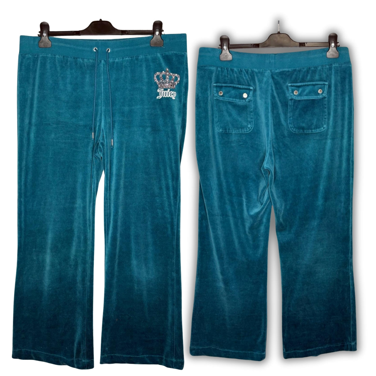 Juicy Couture Blue Y2K Diamante Crown Tracksuit Bottoms, Waist