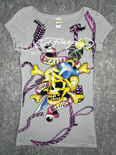 Load image into Gallery viewer, Ed Hardy Skull Crossbone Purple Rope Y2K Tattoo Style Top, Size Medium
