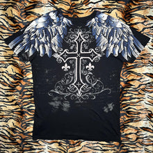 Load image into Gallery viewer, Adversity Gothic Cross Black Grunge Y2K Top, Size Medium
