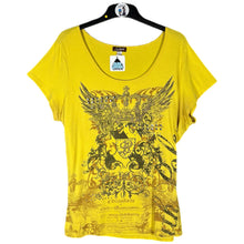 Load image into Gallery viewer, Southpole Yellow Graphic Crest Tee 2X Y2K Rhinestone Streetwear Top
