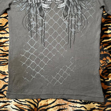 Load image into Gallery viewer, MMA Elite Grey Gothic Cross Skull Grunge 2000s Top, Size Medium
