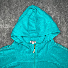 Load image into Gallery viewer, Juicy Couture Turquoise Blue Velour Y2K 2000s Hoodie, Size Large
