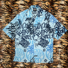 Load image into Gallery viewer, Southpole Y2K Graffiti Hiphop Blue Streetwear 2000s Button Shirt, Size M
