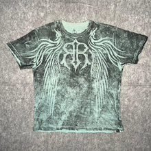 Load image into Gallery viewer, Roar Y2K Gothic Cyber Tribal Turquoise Grunge Angel Wing Top, Size Large
