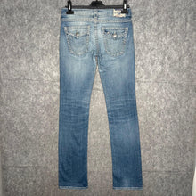 Load image into Gallery viewer, True Religion Light Wash Heavily Distressed Leg Y2K Skinny Jeans, Waist 27
