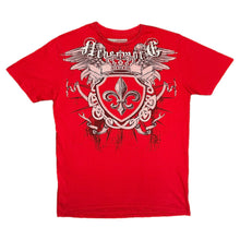 Load image into Gallery viewer, Urban Heritage Gothic Fleur De Lis Tribal Angel Wing Grunge Red Top, Size M
