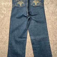 Load image into Gallery viewer, Jireh Premium 2000s Frayed Waist Embroidered Pocket Distressed Leg Jeans
