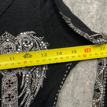 Load image into Gallery viewer, Vocal Rhinestone Mcbling Y2K Angel Wing Gothic Cross Long Sleeved Top,XS
